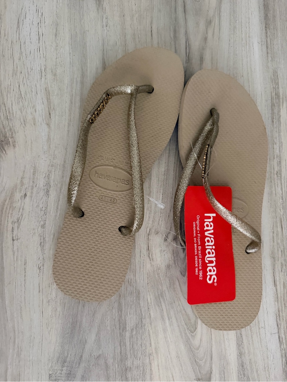 Havaianas Women's Metallic Beige Slim Sandals
